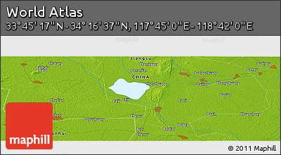 Physical Panoramic Map of the Area around 34° 0' 57" N, 118° 13' 29" E
