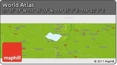 Physical Panoramic Map of the Area around 34° 0' 57" N, 118° 13' 29" E