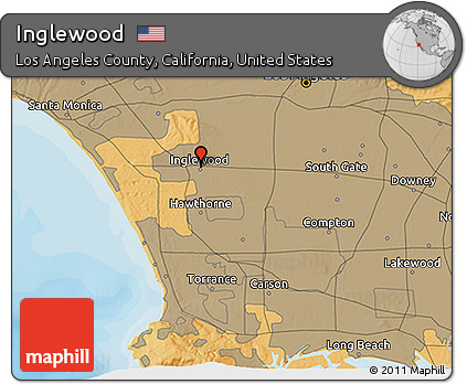 Political 3D Map of Inglewood