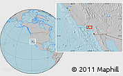 Gray Location Map of the area around 34° 0' 57" N, 118° 4' 29" W, hill shading