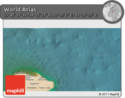 Satellite 3D Map of the Area around 34° 0' 57" N, 11° 7' 30" E