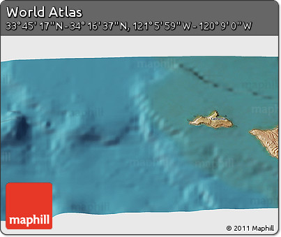 Satellite 3D Map of the Area around 34° 0' 57" N, 120° 37' 30" W