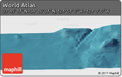 Satellite Panoramic Map of the Area around 34° 0' 57" N, 121° 28' 29" W
