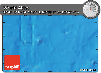 Physical Map of the Area around 34° 0' 57" N, 123° 10' 30" W