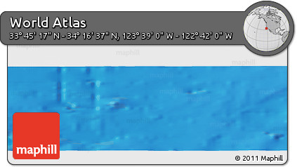 Shaded Relief Panoramic Map of the Area around 34° 0' 57" N, 123° 10' 30" W