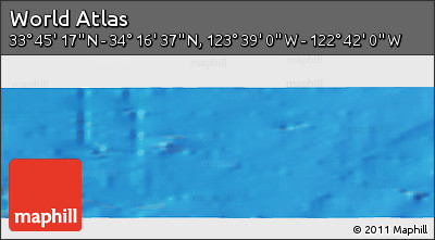 Shaded Relief Panoramic Map of the Area around 34° 0' 57" N, 123° 10' 30" W