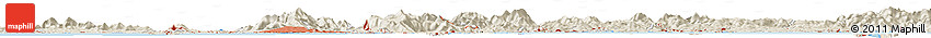 Shaded Relief Horizon Map of the Area around 34° 0' 57" N, 130° 58' 29" E