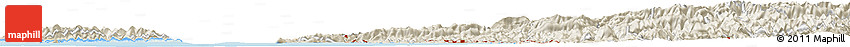 Shaded Relief Horizon Map of the Area around 34° 0' 57" N, 135° 13' 29" E