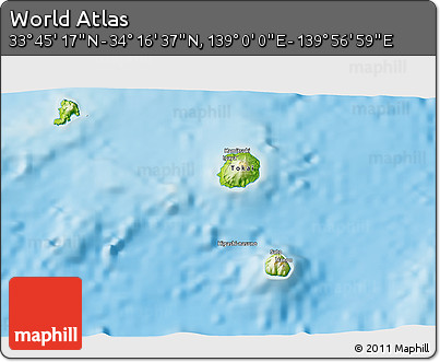 Physical 3D Map of the Area around 34° 0' 57" N, 139° 28' 29" E