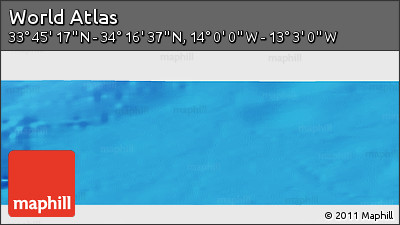 Shaded Relief Panoramic Map of the Area around 34° 0' 57" N, 13° 31' 30" W