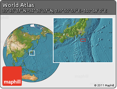 Satellite Location Map of the Area around 34° 0' 57" N, 140° 19' 29" E