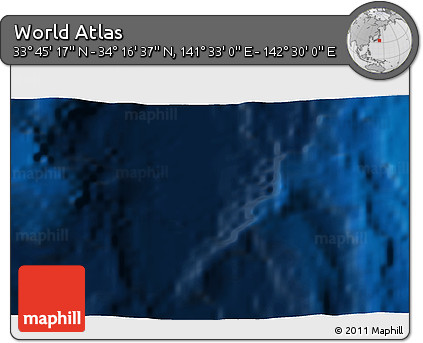 Physical 3D Map of the Area around 34° 0' 57" N, 142° 1' 30" E