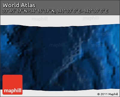 Physical 3D Map of the Area around 34° 0' 57" N, 142° 1' 30" E