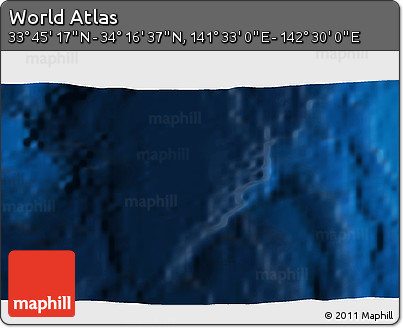 Physical 3D Map of the Area around 34° 0' 57" N, 142° 1' 30" E