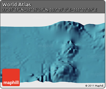 Satellite 3D Map of the Area around 34° 0' 57" N, 143° 43' 29" E
