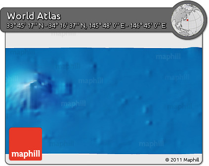 Physical 3D Map of the Area around 34° 0' 57" N, 146° 16' 30" E