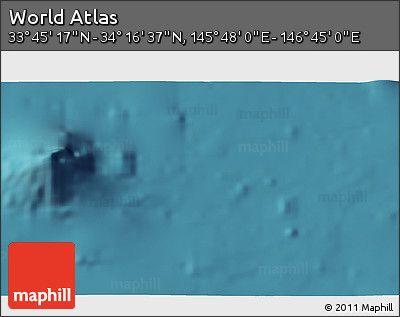 Satellite 3D Map of the Area around 34° 0' 57" N, 146° 16' 30" E