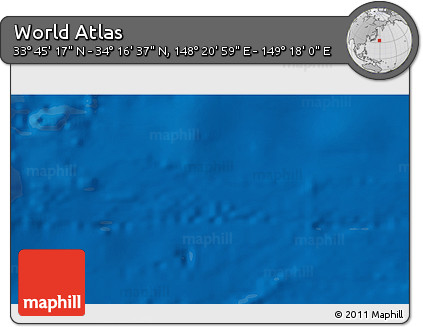 Physical 3D Map of the Area around 34° 0' 57" N, 148° 49' 29" E