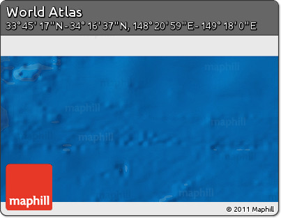 Physical 3D Map of the Area around 34° 0' 57" N, 148° 49' 29" E