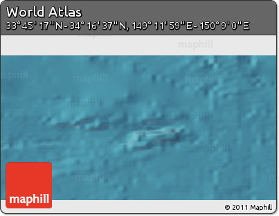 Satellite 3D Map of the Area around 34° 0' 57" N, 149° 40' 30" E