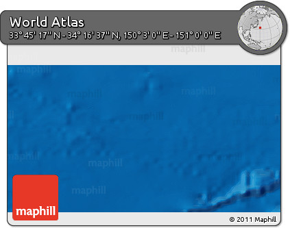 Physical 3D Map of the Area around 34° 0' 57" N, 150° 31' 30" E