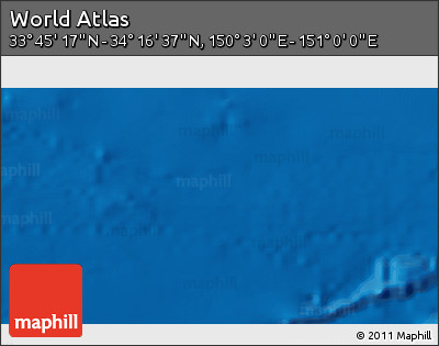 Physical 3D Map of the Area around 34° 0' 57" N, 150° 31' 30" E