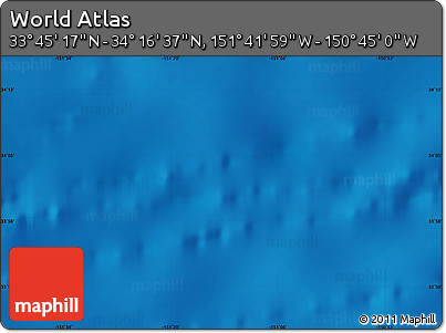 Shaded Relief Map of the Area around 34° 0' 57" N, 151° 13' 29" W
