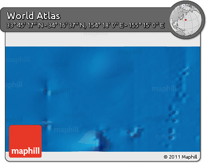 Physical 3D Map of the Area around 34° 0' 57" N, 154° 46' 30" E