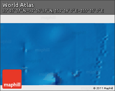 Physical 3D Map of the Area around 34° 0' 57" N, 154° 46' 30" E