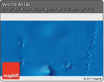 Physical 3D Map of the Area around 34° 0' 57" N, 154° 46' 30" E