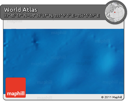 Physical 3D Map of the Area around 34° 0' 57" N, 155° 37' 30" E
