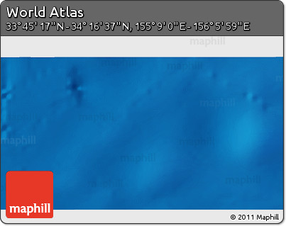 Physical 3D Map of the Area around 34° 0' 57" N, 155° 37' 30" E