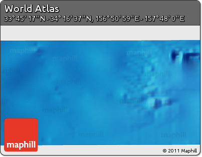 Physical 3D Map of the Area around 34° 0' 57" N, 157° 19' 29" E