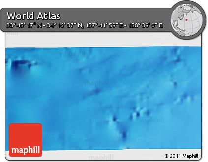 Physical 3D Map of the Area around 34° 0' 57" N, 158° 10' 30" E