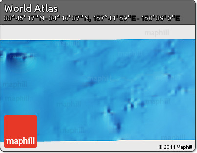 Physical 3D Map of the Area around 34° 0' 57" N, 158° 10' 30" E