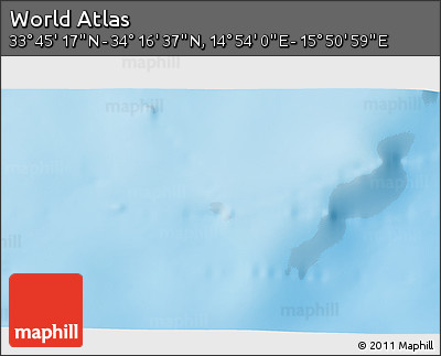 Physical 3D Map of the Area around 34° 0' 57" N, 15° 22' 30" E