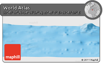 Physical Panoramic Map of the Area around 34° 0' 57" N, 16° 13' 30" E