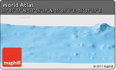 Physical Panoramic Map of the Area around 34° 0' 57" N, 16° 13' 30" E