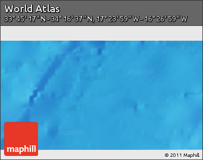 Shaded Relief 3D Map of the Area around 34° 0' 57" N, 16° 55' 29" W