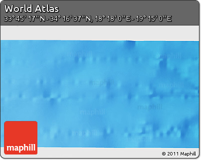 Physical 3D Map of the Area around 34° 0' 57" N, 18° 46' 29" E