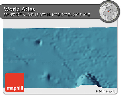 Satellite 3D Map of the Area around 34° 0' 57" N, 19° 37' 30" E