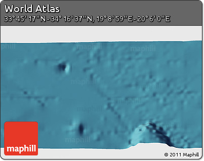 Satellite 3D Map of the Area around 34° 0' 57" N, 19° 37' 30" E