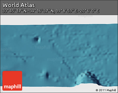 Satellite 3D Map of the Area around 34° 0' 57" N, 19° 37' 30" E