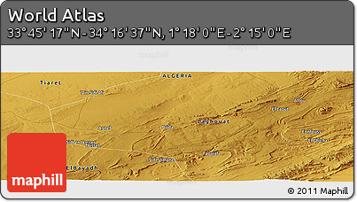Physical Panoramic Map of the Area around 34° 0' 57" N, 1° 46' 29" E