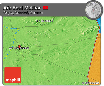 Political 3D Map of Aïn Beni Mathar