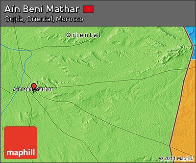 Political 3D Map of Aïn Beni Mathar
