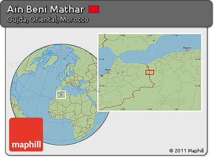 Savanna Style Location Map of Aïn Beni Mathar