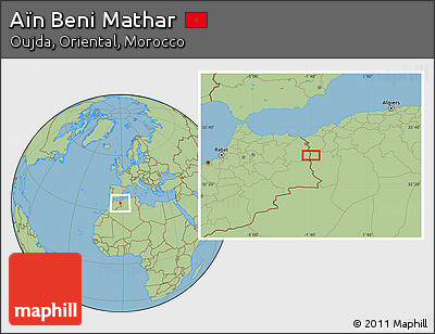Savanna Style Location Map of Aïn Beni Mathar