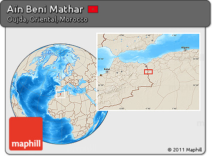 Shaded Relief Location Map of Aïn Beni Mathar