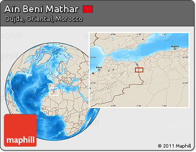 Shaded Relief Location Map of Aïn Beni Mathar